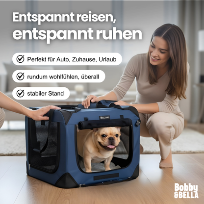 Faltbare Hundebox mit 3 Öffnungen – Luftig, stabil & stressfreies Einsteigen