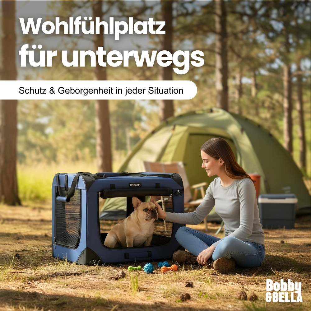 Faltbare Hundebox mit 3 Öffnungen – Luftig, stabil & stressfreies Einsteigen