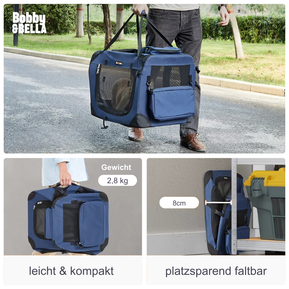 Faltbare Hundebox mit 3 Öffnungen – Luftig, stabil & stressfreies Einsteigen