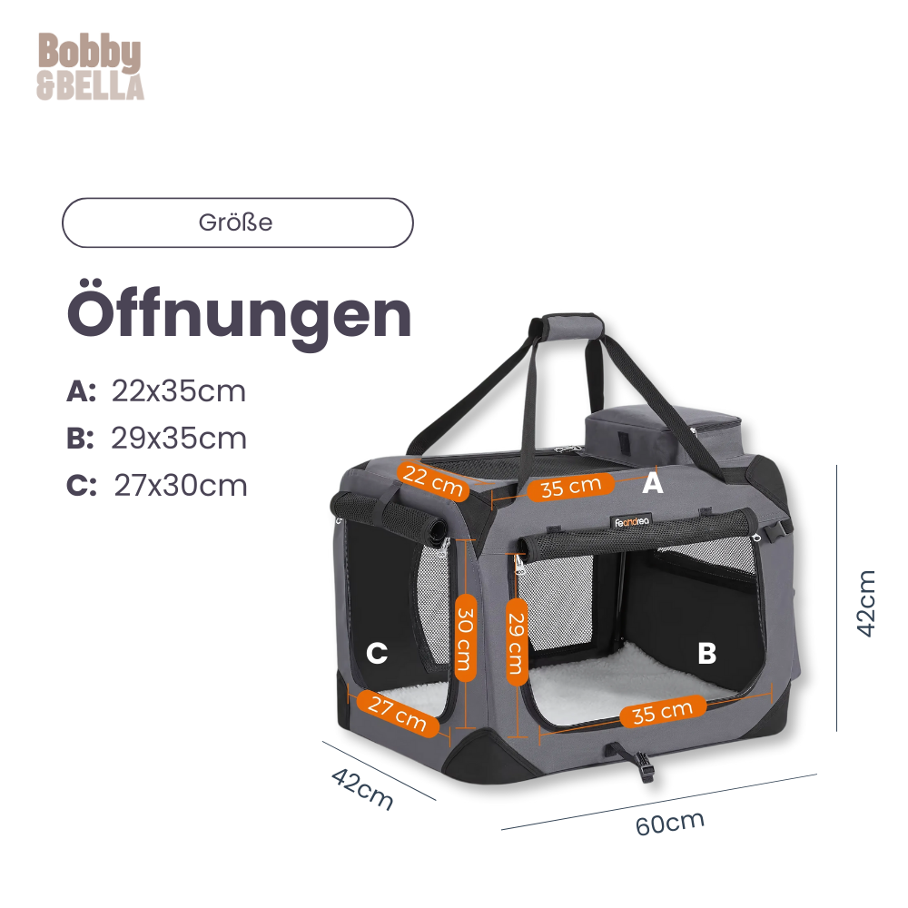 Faltbare Hundebox mit 3 Öffnungen – Luftig, stabil & stressfreies Einsteigen