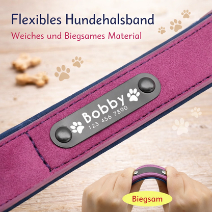 LumiTag™ – Personalisiertes Leder Hundehalsband mit Gravur