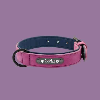 LumiTag™ – Personalisiertes Leder Hundehalsband mit Gravur