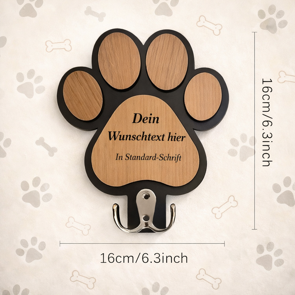 PawHook™ – Personalisierte Holz-Leinenhalterung für Hunde