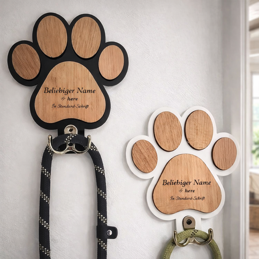 PawHook™ – Personalisierte Holz-Leinenhalterung für Hunde