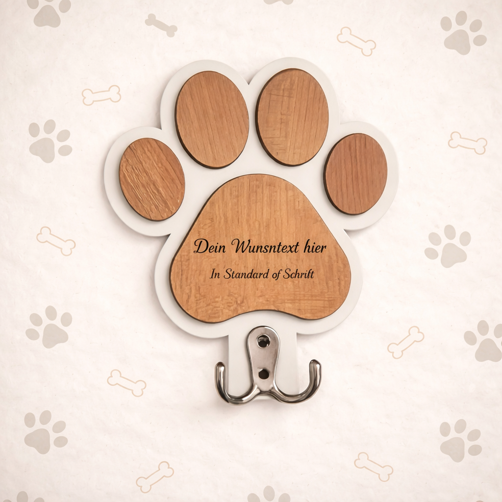 PawHook™ – Personalisierte Holz-Leinenhalterung für Hunde